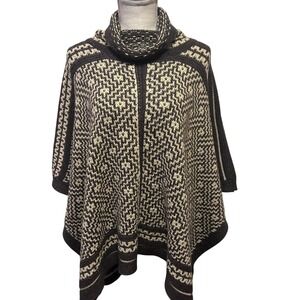 Lauren Ralph Lauren Women's Geometric Print Cowl Neck Poncho Sweater L / XL